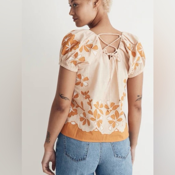 Madewell Embroidered Lace-Up Back Top - Picture 5 of 9